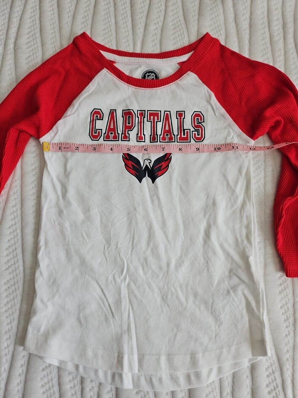 Washington Capitals Hockey Youth Kids Long Sleeve T Shirt Size XS 4/5 White Red